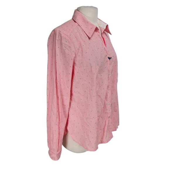 MARINA SPORT BY MARINA RINALDI Womens Button Up Top Size 12 Pink Striped 107A - Picture 2 of 7